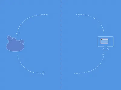 Database Illustration in Blue blue clouds icons imac
