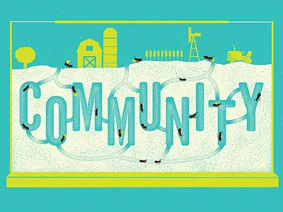 Creative Mornings - August 2018 Theme ant farm ants august 2018 community creative mornings editorial editorial illustration illustration lettering texture vector