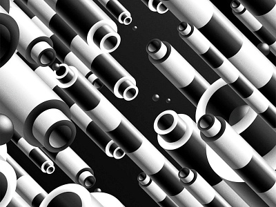 Exchange 2d balles black design graphic poster tubes white