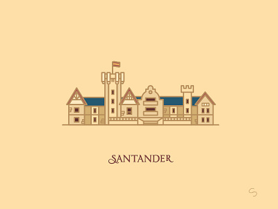 Palacio de la Magdalena architecture espana gran hotel history illustration minimal palace palacio de la magdalena santander spain travel vector