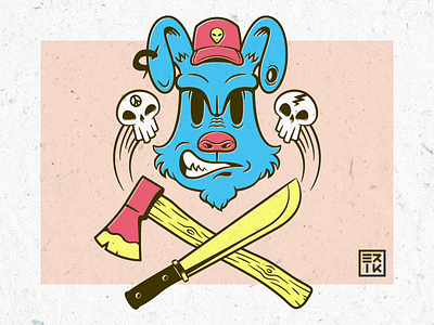 Watchdog axe cartoon dog illustration machete retro skulls vintage