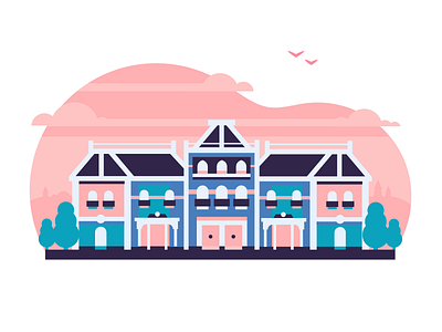 Mansion building flat house illustration mansion