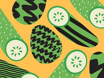 Eat Your Fruits and Veggies green pattern texture yellow