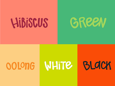 Flavors color design flavor hand handdrawn handwritten lettering package tea title type typography