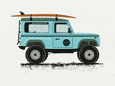 Retro Surf Car Illustration adventure badge car old car retro design summer surf surfboard vector vintage