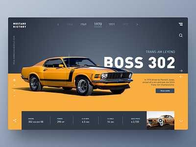 Mustang History catalogue ford history mustang ui uidesign ux webapp webdesign