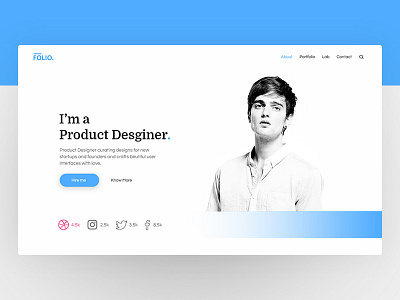 Folio - Portfolio Concept Design clean landing page layout minimal minimalstic portfolio portfolio for designer product designer product porftolio ui design