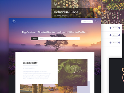 Nature Theme application ecommerce gradient homepage landing plant purple sunset ux website