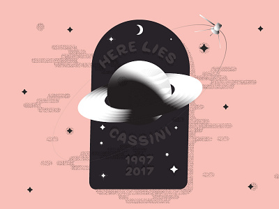 Rip Cassini gradient halftone illustration nasa satellite saturn space typography vector