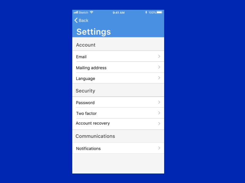 Example of Daily UI 007 - Settings