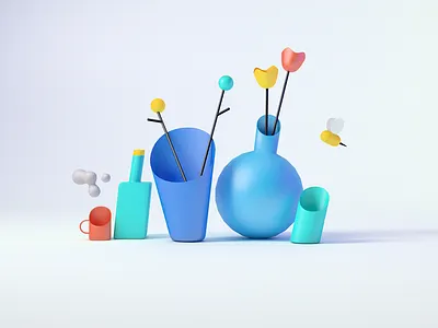 Kitchen scene 3d bee bottle cinema cinema4d cup design illustration jar render
