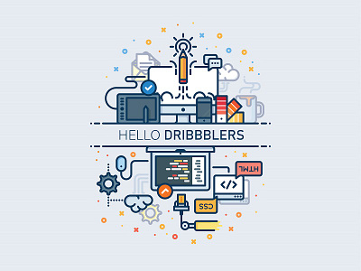 Hello Dribble ~ Debut Shot code debut shot design illustration mobile shot vector web