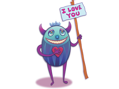 My little guy. character creature cute heart illustration illustrator love monster pastel