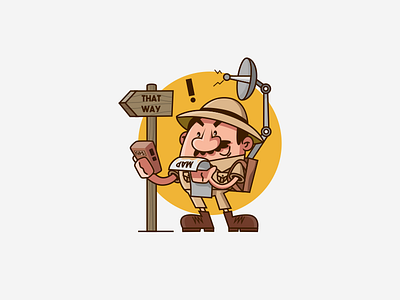 which way ? adventure bold cartoon explore gps journey map mascot mustache namilurihas satellite travel