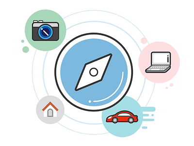 Get Started app camera car compass get started laptop onboarding ui
