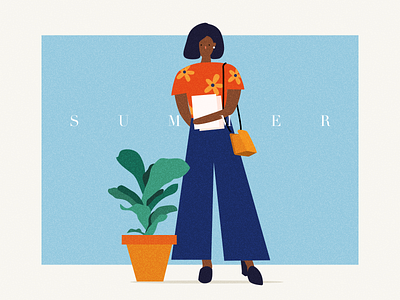 Your summer color illustration people plant sketch