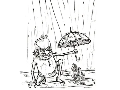 Man Is Helping People - Cartoon Sketch cartoon sketch character sketch draw drawing pencil sketch sketch sketching