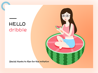 Beautiful mood girl illustration pink shot watermelon