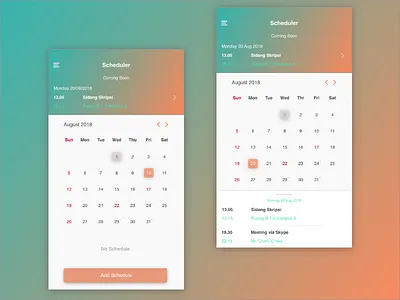 Scheduler App callendar notes schedule ui