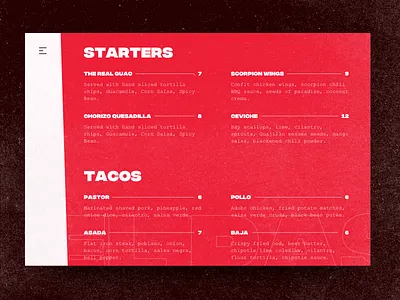 El Pastor - Menu bold. animation branding el pastor food hero interaction menu taco typography ui ux website