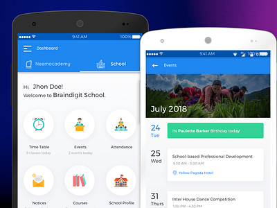 School Mobile App application dashboard design events mobile mobile dashboard school school dashboard school event sketchapp ui