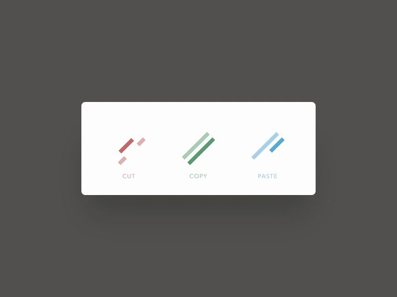 Cut, copy & paste animation copy cut icons invision paste studio ui