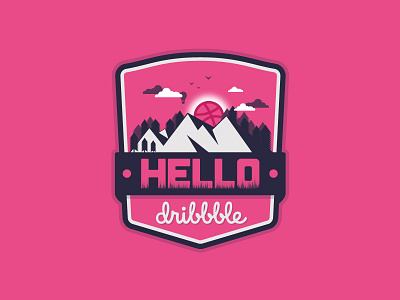 Hello Dribbble! debut design emblem first shot hello dribbble illustration nature pink simple sticker vector