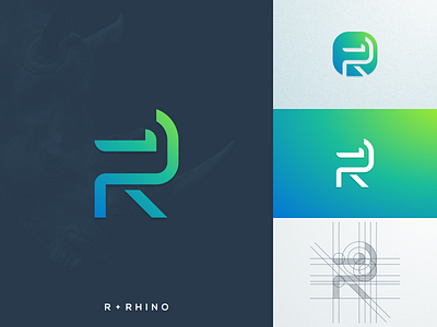 R + Rhino abstract artwork brand identity business card coreldraw creative graphic design illustrator letter head logo rhino r