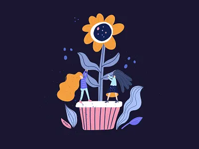 Woman & Flower digital flower garden hand drawn illustration people person small texture woman