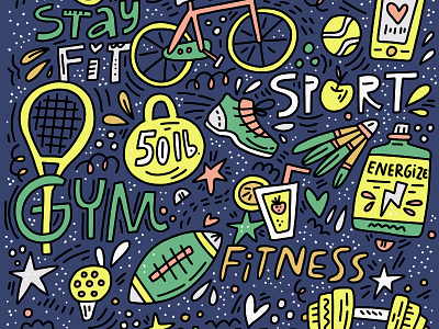 Sport Doodle cartoon cute doodle fitness hand drawn illustration sport