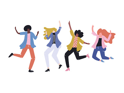 Dance together dancing equality hand drawn illustration no face people power trendy woman