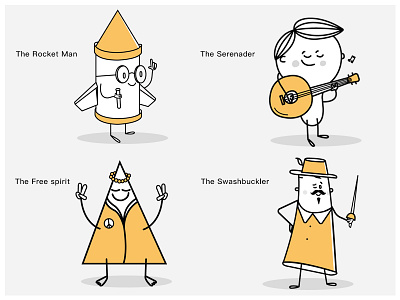 The Romantics 2d characters funny personalities romantics ux yellow