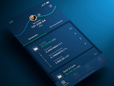 MoneyWiz App reDesign Dark finance folder hedder icon money moneywiz profile stats tab ui ux