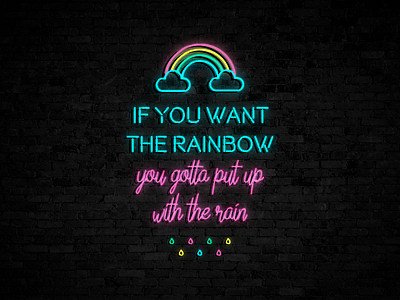 Neon lights bold effect gravit designer neon quote rainbow sign