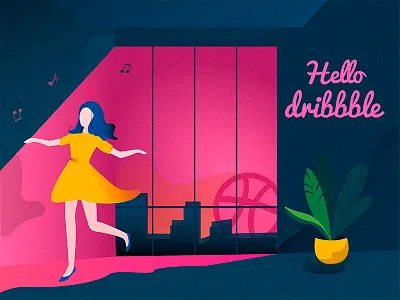 Hi Dribbble! debut design dribbble girl graphic illustration shot