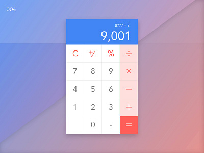 Daily UI - 04 blue calculator dailyui day4 invision invisionstudio over9000 red white