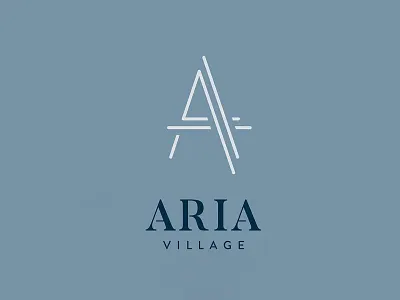 Aria Village blue branding lockup logo logotype real estate retail typography