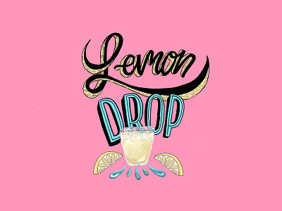 Lemon Drop cocktail color design digital illustration lettering procreate type