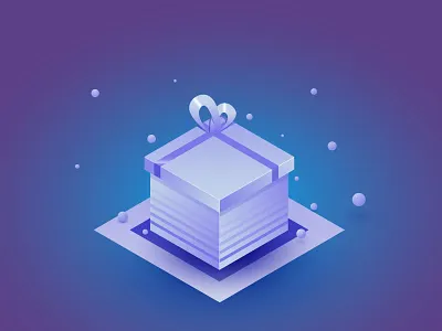 Isometric gift box balls blue box cool gift isometric icon ribbon shadow white