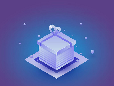 Isometric gift box balls blue box cool gift isometric icon ribbon shadow white