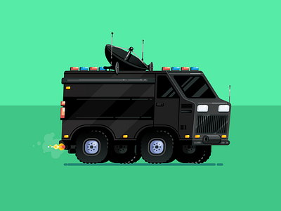 SWAT Truck black flames flat military police sirens swat tires truck van vector