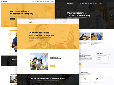 BendinG - Construction PSD Template architecture builder building construction construction company contractor electrician engineer handyman painter plu