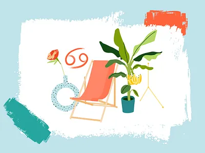 Cancer Home Horoscope apartment therapy banana cancer chair flower horoscope illustration plant plants tree vase zodiac