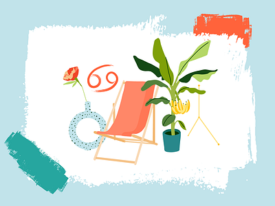 Cancer Home Horoscope apartment therapy banana cancer chair flower horoscope illustration plant plants tree vase zodiac