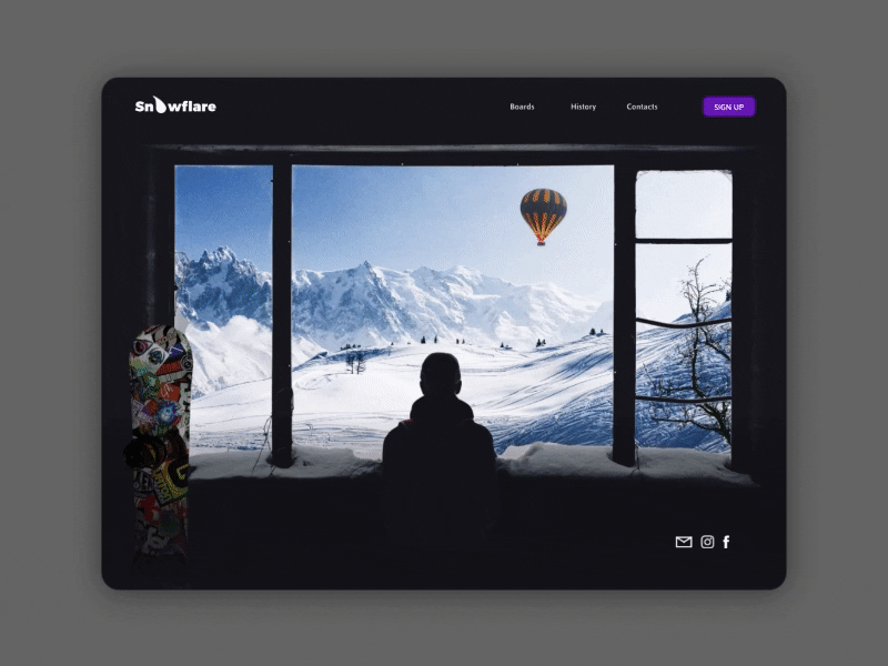 Snowflare animation blog principle scroll snowboard ui ux website