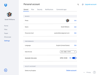 Daily UI #007 - Settings 007 account dailyui personal redesign settings ui