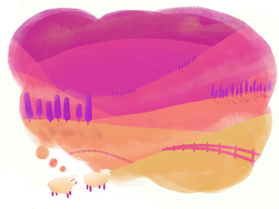 Sleepy Sheepy illustration pasture procreate sheep texture