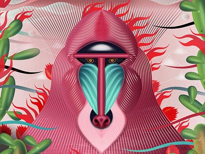 Chinese Horoscope Monkey animal cactus chinese cuba fire havana horoscope illustration mandrill monkey nature vector