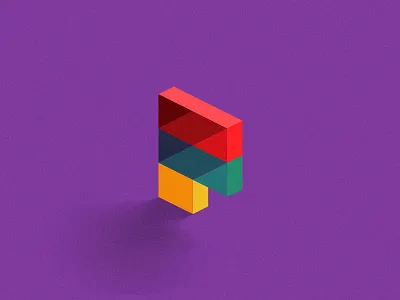 F'UN 3d angle blocks colorful f icon kids letter logo monogram stack thick lines