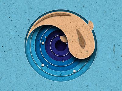 Paper ocean blue bubble deep dribbble fish illustration ocean paper recycle shot swim texture